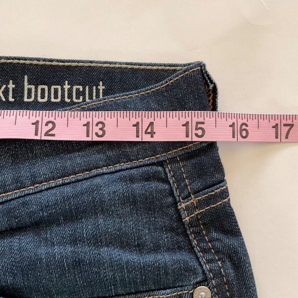 7 FOR ALL MANKIND A POCKET Bootcut Denim Jeans Womens Sz 29 Dark Wash Whiskered - Picture 10 of 12